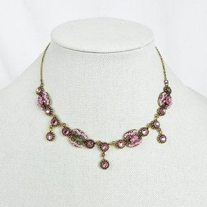 Pink Crystal Beaded Boho Necklace